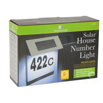 Szolár házszámfény - rozsdamentes acél